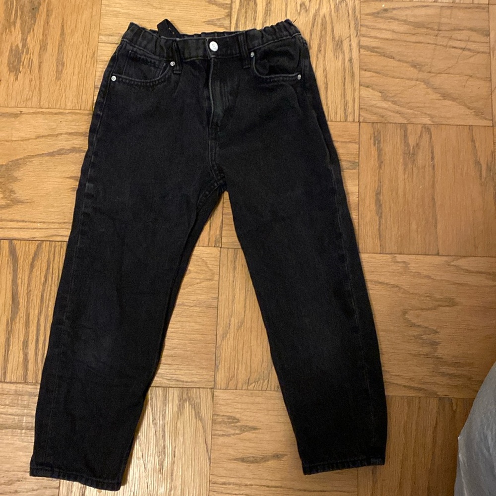 Kids Old Navy high rise slouchy straight black jeans